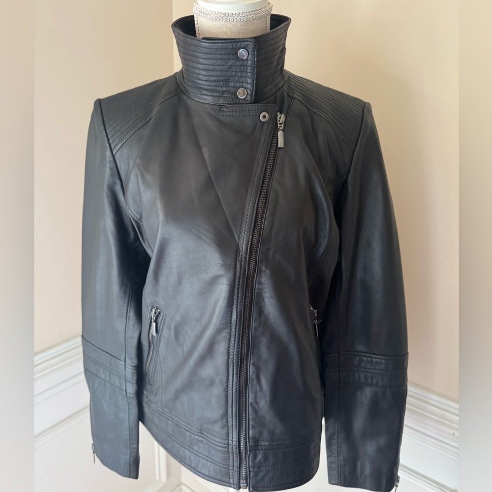 Brand New Women's Black Leather Moto Jacket - Picture 9 of 12